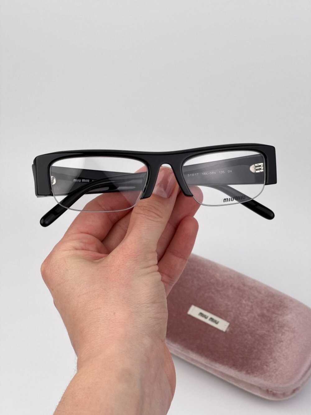 Miu Miu Women’s Eyeglasses Black Rectangle Frames MUB07S 16K08N NEW